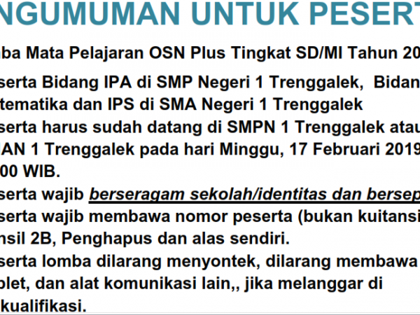 Pembagian Ruang Peserta Olimpiade Sains 2019