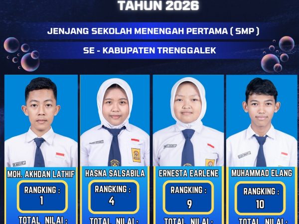 Empat Siswa SMPN 1 Trenggalek Masuk 10 Besar Nilai TKA SMP Se-Kabupaten Trenggalek Tahun 2026